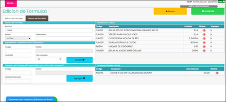 Producción y combos